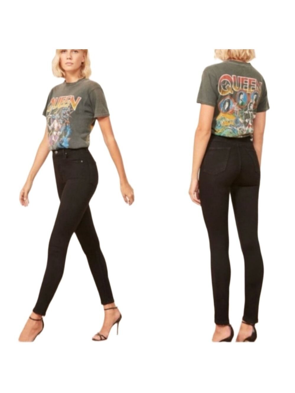 REFORMATION HIGH RISE STRETCH SKINNY BLACK JEANS SIZE 25 - Picture 2 of 6